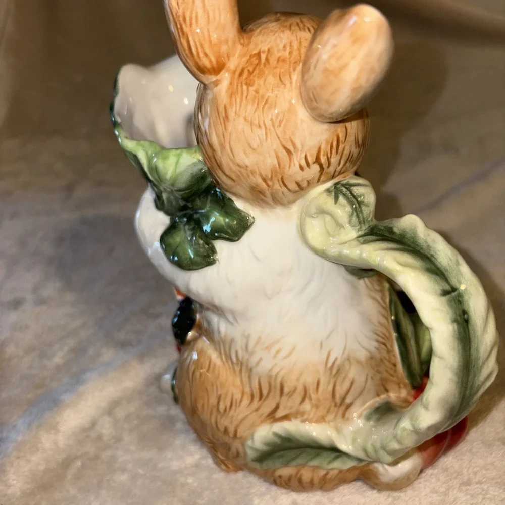 Vtg Corner Ruby Bunny Pitcher Vegetables lettuce Rabbit Country Chef Ceramic